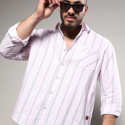 Instafab Plus Multi Stripes Striped Spread Collar Long Sleeves Cotton Shirt-picture-3