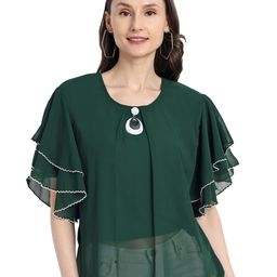 HAUTEMODA Bell Sleeve Georgette Top-image-93