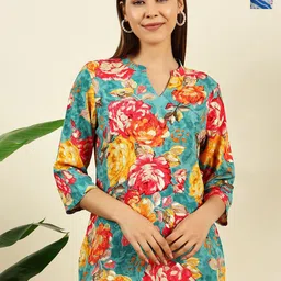 THE FAB FACTORY Women Pack of 2 Floral Print Mandarin Collar Top-picture-16