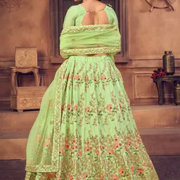 Warthy Ent Embroidered Thread Work Semi-Stitched Lehenga & Unstitched Blouse With Dupatta image 4