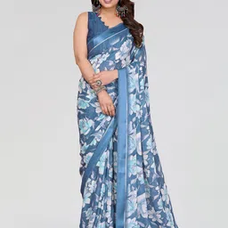 DIVASTRI Floral Poly Georgette Designer Saree-9