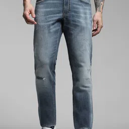 Jack & Jones Men Slim Fit Low-Rise Mildly Distressed Heavy Fade Stretchable Jeans-picture-49
