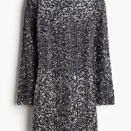 H&M Sequined Deep-Back Dress-image-11