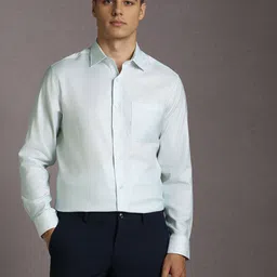 Louis Philippe Textured Spread Collar Regular Fit Pure Cotton Shirt-picture-31