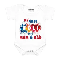 Arvesa Infants My First Holi Printed Envelope Neck Bodysuit-picture-5