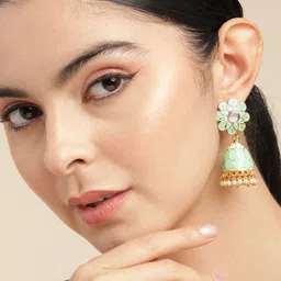 Anouk Gold-Plated Beaded Dome Shaped Jhumkas Earrings-58