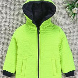 Babyhug Full Sleeves Quilted Winter Jacket With Hood - Neon Green-image-42