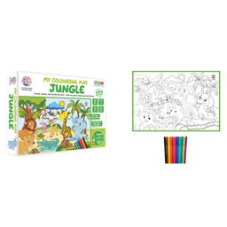 Ratnas DIY Colouring Mat With Sketch Pens Jungle Theme  - Multicolour-1