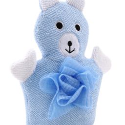 Babyhug Bear Shape Bath Glove With Attached Loofah - Blue-26