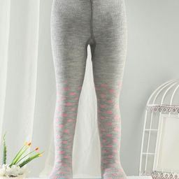 Cutewalk By Babyhug Anti-Bacterial Footed Tights Polka Dots Design - Grey-image-41