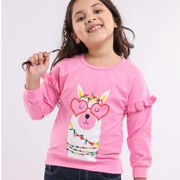 Kookie Kids Full Sleeves Sweatshirt Unicorn Print - Pink-image-80