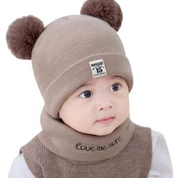 Syga Knitted Pom Pom Cap With Neckwear Beige - Circumference 39 to 43 cm-10