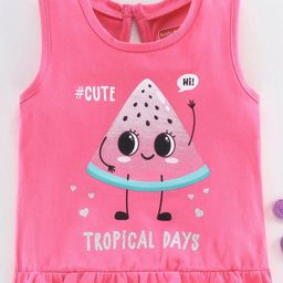 Babyhug Sleeveless Frill Border Tee Watermelon Print - Pink-picture-42