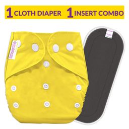 Bembika Reusable Cloth Diaper With Bamboo Charcoal Inserts - Yellow-12