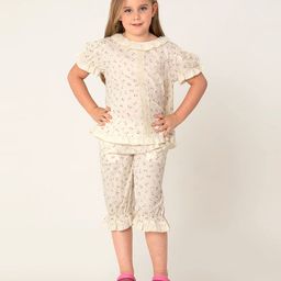 Cherry Crumble By Nitt Hyman Half Sleeves Cherry Print Night Suit - Cream-image-67