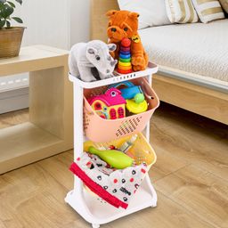 2 Layer Multipurpose Basket Storage Rack With Wheels - Multicolor-47