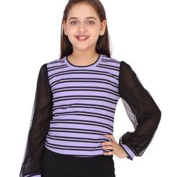 Cutecumber Striped Full Sleeves Top - Purple-picture-28