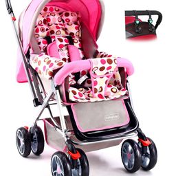 Babyhug Comfy Ride Stroller With Reversible Handle - Pink-12