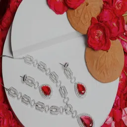 BlingNation Women Red Jewellery Set-image-47