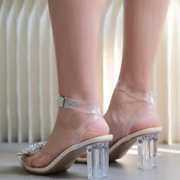 PURPLEHUNT Women Embellished Slim Heeled Mules with Buckles image 4