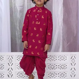 Little Bansi Boys Woven Design Regular Pure Cotton Kurta with Dhoti Pant-17