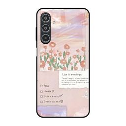 QRIOH Floral Printed Samsung Galaxy M35 5G Glass Back Case Mobile Accessories-image-42