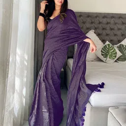 Anouk Striped Pure Cotton Designer Khadi Saree-image-85