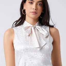 Stylecast X Kotty Women Self Design Tie-Up Neck Cotton Top-image-97