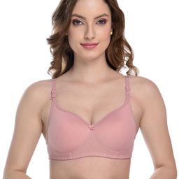Moda Rapido Women Peach Solid Full Coverage Cotton Lightly Padded Non-Wired Bra-picture-16