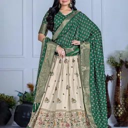 A TO Z CART Printed Ready to Wear Silk Lehenga & Unstitched Blouse With Dupatta-picture-38