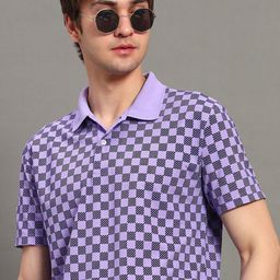 GET GOLF Men Checked Polo Collar T-shirt-image-79