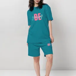 FITIN OUTFIT Printed Pure Cotton Round Neck T-Shirt With Shorts Co-Ords-picture-8