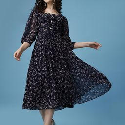 Fashion2wear Green Georgette Fit and Flare Dresses-image-118