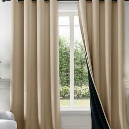 HOMEMONDE White Set of 2 Black Out Long Door Curtain-40