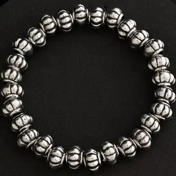 Sangria Silver-Plated Beaded Elasticated Bracelet-image-4