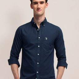 U.S. Polo Assn. Men Classic Button-Down Collar Solid Cotton Tailored Fit Casual Shirt-image-88