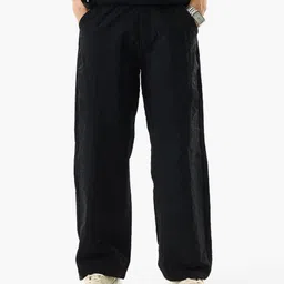 Snitch Men Mid-Rise Relaxed Fit Wide Leg Trousers-image-92