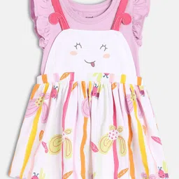 MINI KLUB Girls Printed Shoulder Straps Neck Dungarees With Top-image-34