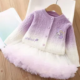 YK Girls Ombre Self Design Round Neck Fit and Flare Knee Length Dress-image-24