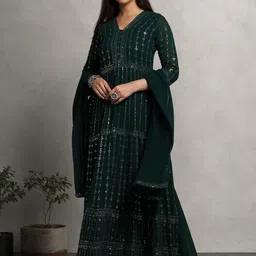 Miss Ethnik Embroidered Gown With Dupatta-image-9