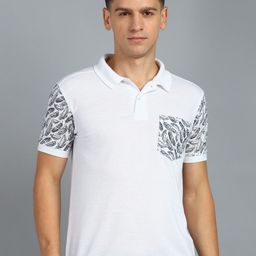 XFOX Men Floral Printed Polo Collar Cotton T-shirt-image-32