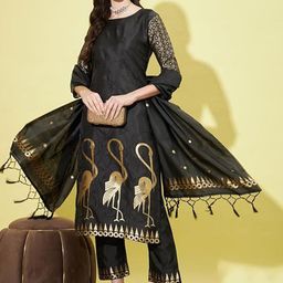 VredeVogel Women Ethnic Motifs Regular Kurta with Trousers & With Dupatta-image-127