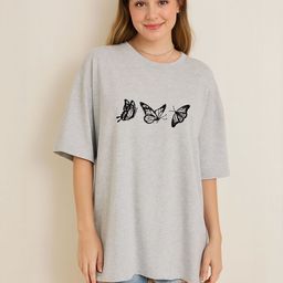 SZN Women Grey Butteryfly Printed T-shirt-picture-36