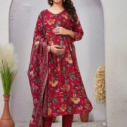 SKY FAB Women Floral Printed Regular Kurti with Trousers & With Dupatta-10