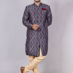 amzira Printed Mandarin Collar Indo Western Set-image-86