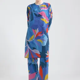 I like me Women Floral Printed Cotton Tunic With Trousers Co-Ords-29