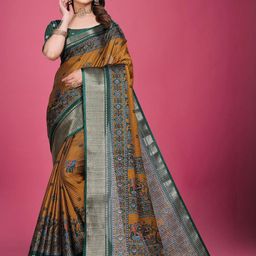 VS MALL Kalamkari Zari Art Silk Kanjeevaram Saree-image-67