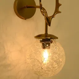 SOMIL White Printed Glass Spherical Shaped Wall Lamp-image-66