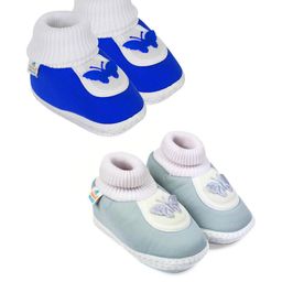NESKA MODA Kids Pack of 2 Cotton Blue & Grey Booties-picture-41