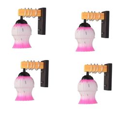 SOMIL Pink Glass Cylinder Printed Wall Lamps-image-86